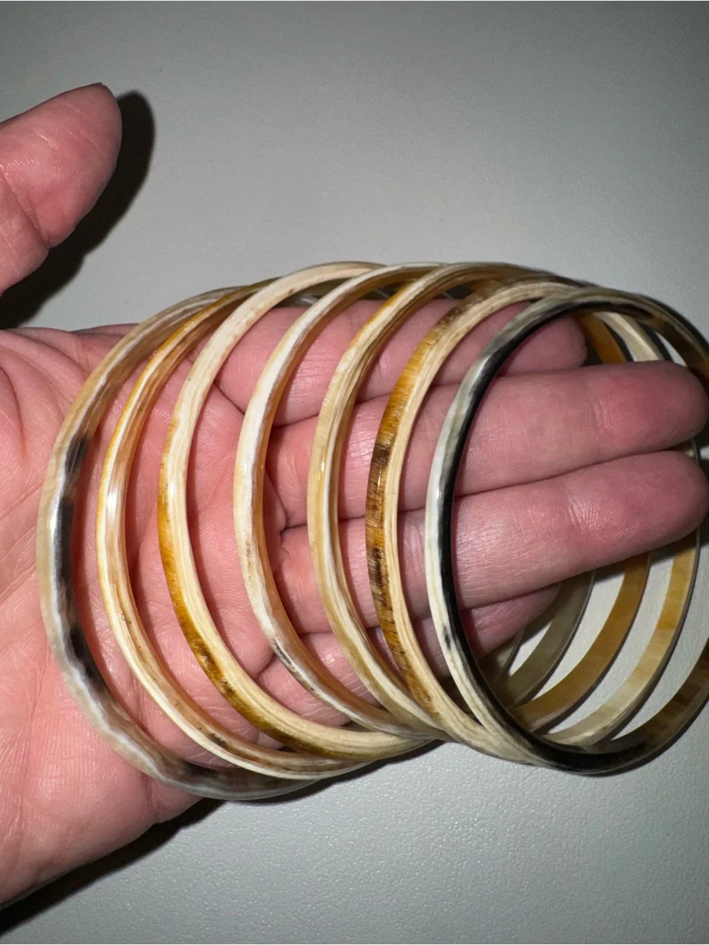Set of 7 Natural Buffalo Horn Bangle Bracelets